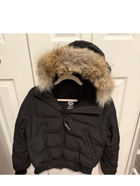 Canada Goose Black Puffer Jacket with Fur-Trim Hood